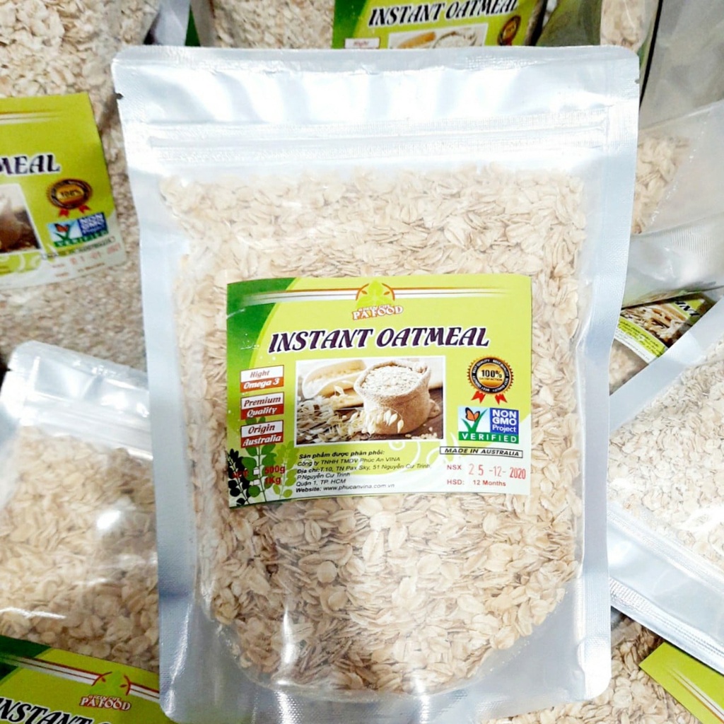 Yến mạch Úc tươi hữu cơ , nguyên chất cán vỡ / cán dẹp ,INSTANT OATMEAL, 1KG