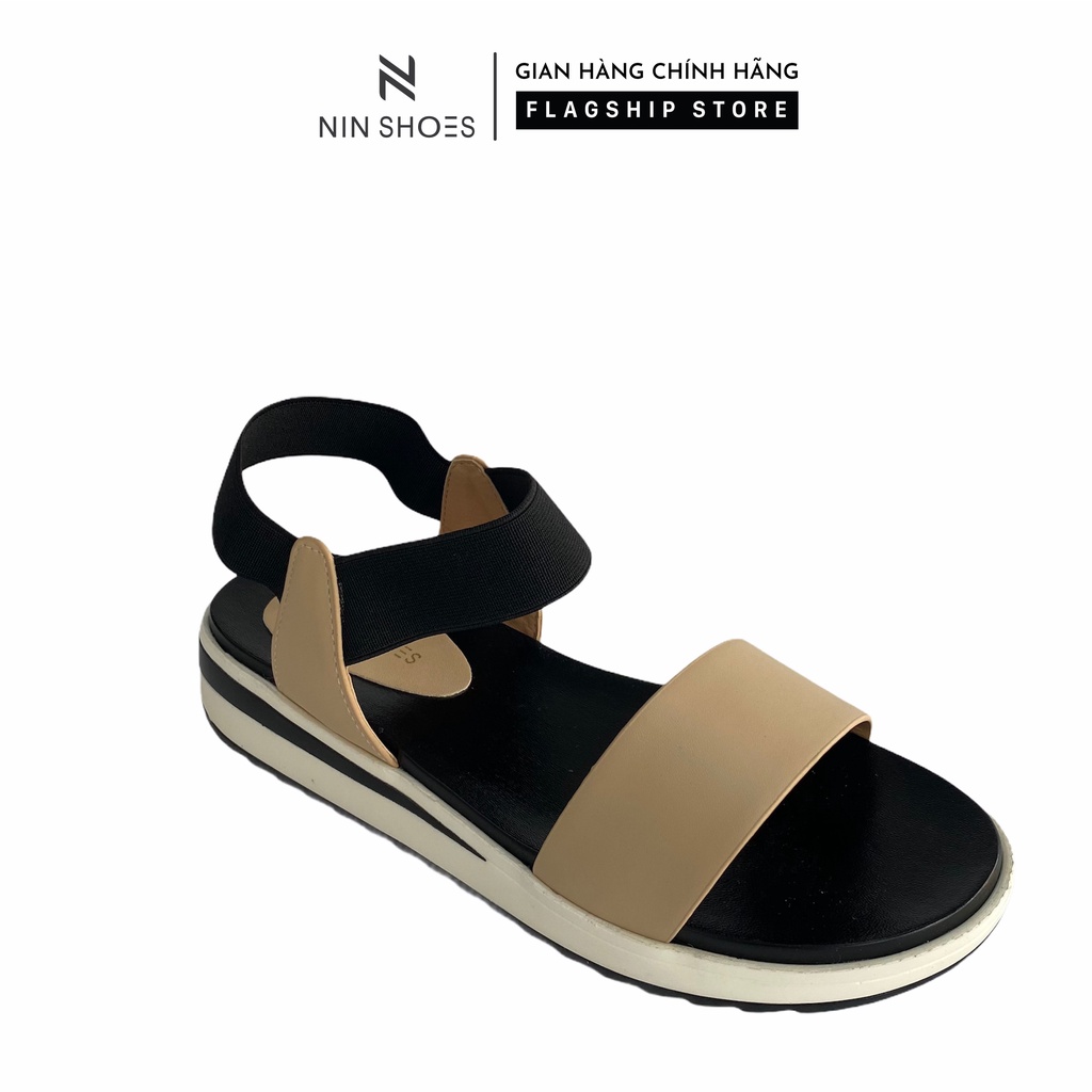 Dép sandal nữ Ninshoes - Dép quai hậu nữ quai ngang bản to quai hậu chun