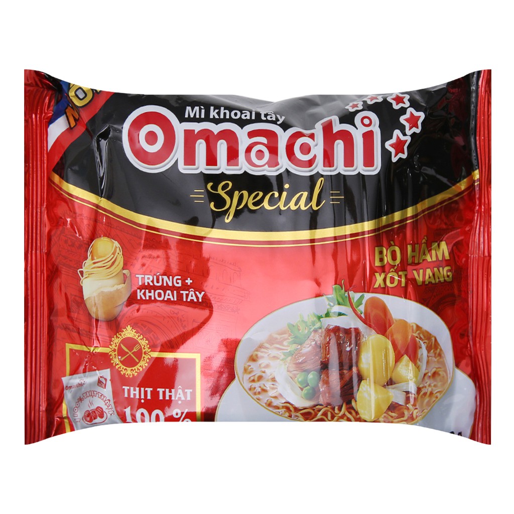Thùng 30 gói Mì khoai tây Omachi Special bò hầm xốt vang 92g