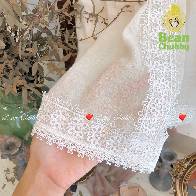 váy đũi phối ren cho bé gái