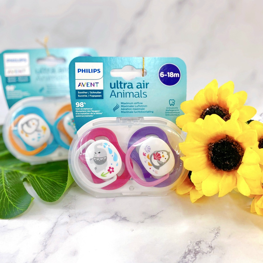 Ti Giả/ti Ngậm Chỉnh Nha Avent Ultra Air Animals Cho Bé 0-6m/6-18m