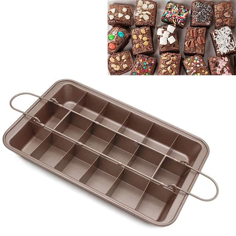 Khuôn/khay nướng bánh Brownie chống dính có ngăn chia 18 ngăn