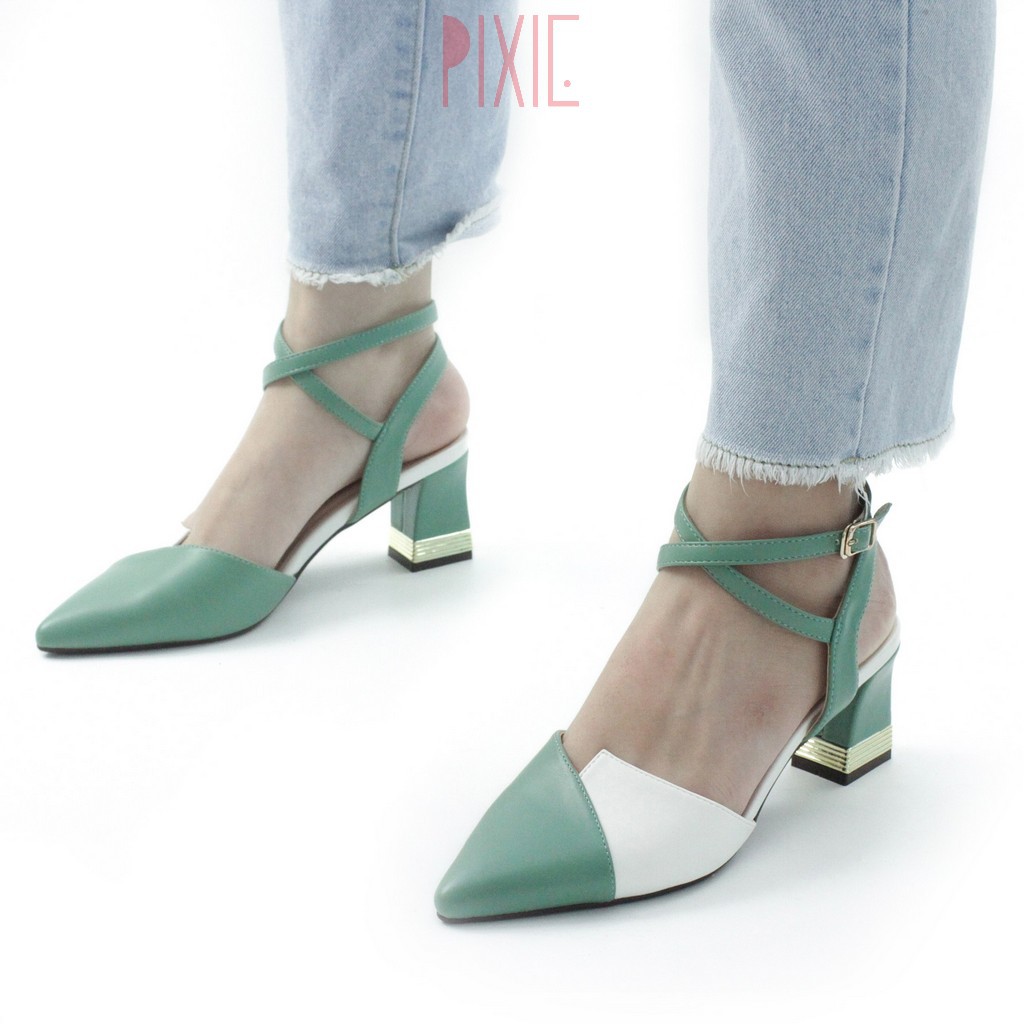 Giày Cao Gót 6cm Quai Hậu Mix Nhiều Màu Màu Đen Pixie P279