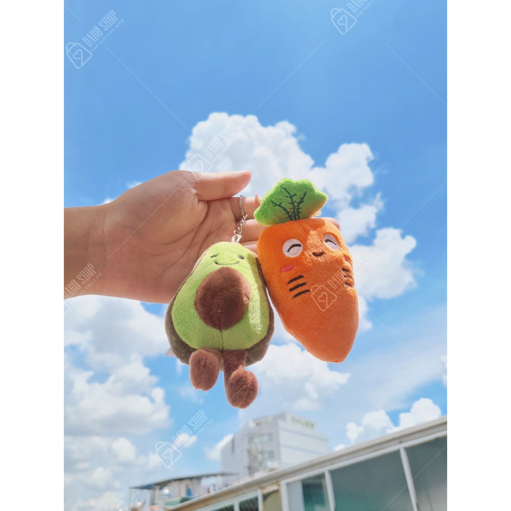 Móc khóa bông DABU hình bơ, hình đám mây, hình cà rốt, hình bé gấu dễ thương