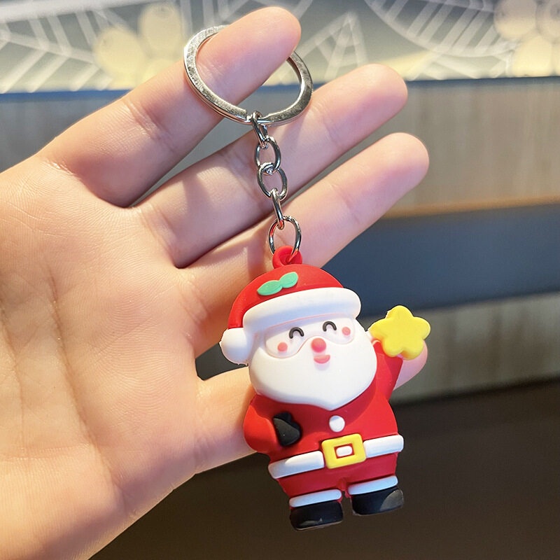 Móc Khóa Giáng Sinh Bằng Cao Su PVC Mềm Hình Ông Già Noel Hoạt Hình Dễ Thương