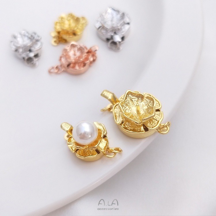 Dây Hạt Mạ Vàng 18K Khóa Xỏ Hạt Hình Bông Hoa diy