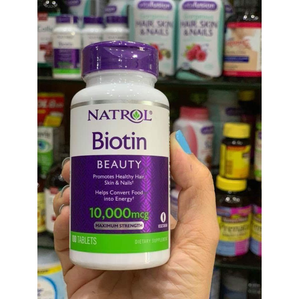 Viên Uống Mọc Tóc Natrol Biotin 10,000mcg Maximum Strength 100 Viên - Hàng Mỹ