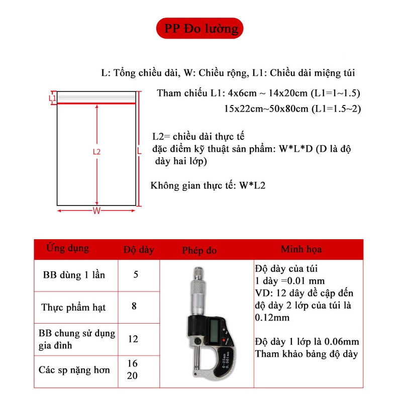 Túi zip đựng thực phẩm PE, túi zip chỉ đỏ loại dày đẹp, nhiều kích thước, 100 túi/sp- KING OF OPP