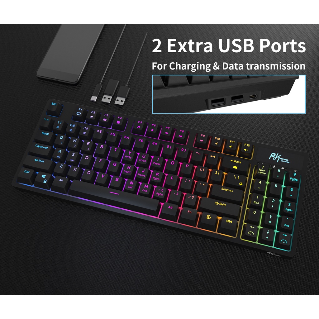RK Royal Kludge RK89 RGB Bàn PhíM Cơ Gaming Bluetooth Không Dây BT5.0 / 2.4G / USB-C 89 PhíM