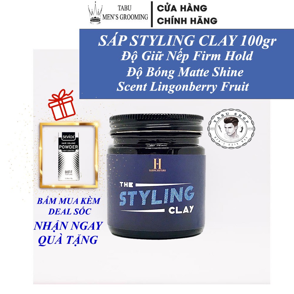 Sáp vuốt tóc - Combo sáp vuốt tóc Styling Clay gôm xịt tóc  + Tặng lược bán nguyệt - Keo vuốt tóc &amp; wax vuốt tóc