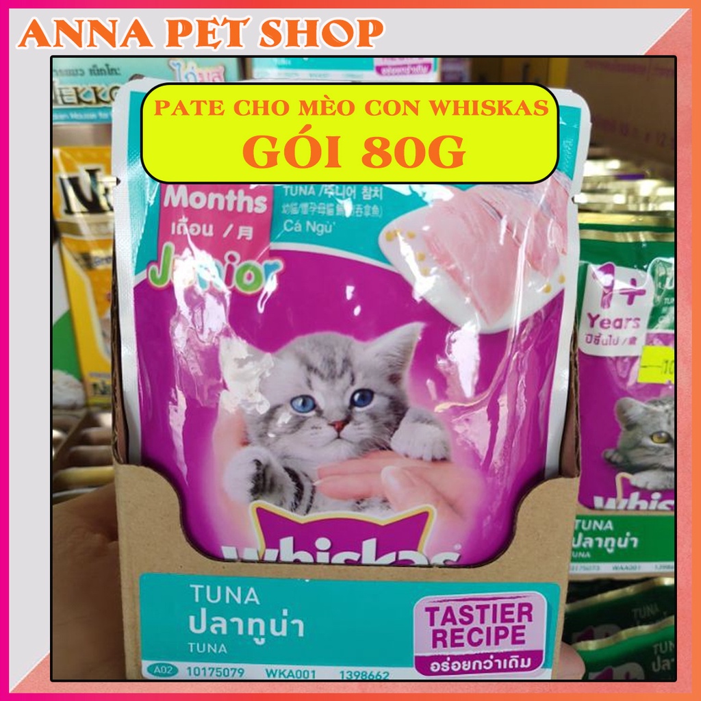 Combo 5 gói pate whiskas cho mèo, mèo con các vị  80g