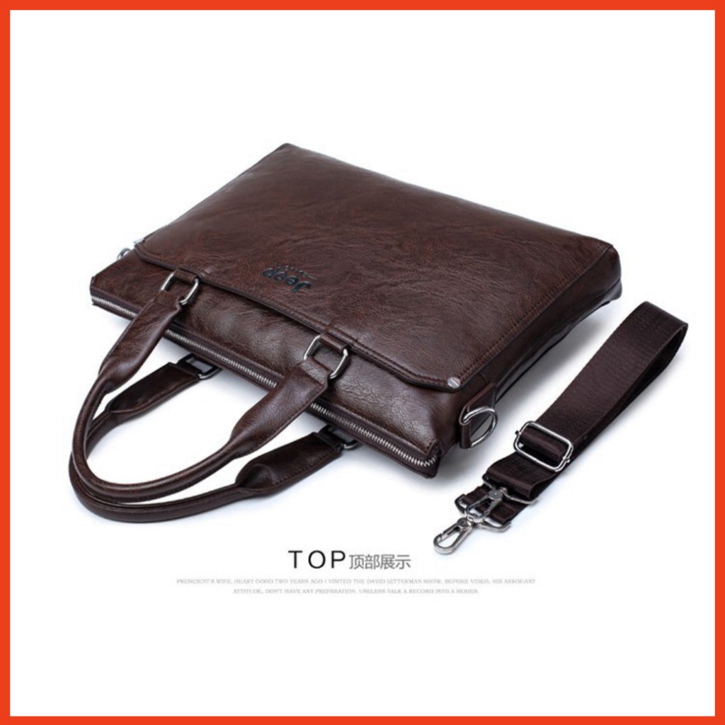 Túi xách cặp da đựng laptop công sở JEEP BULUO 38x28x6cm (Nâu đậm-Nâu sáng-Đen) | BigBuy360 - bigbuy360.vn