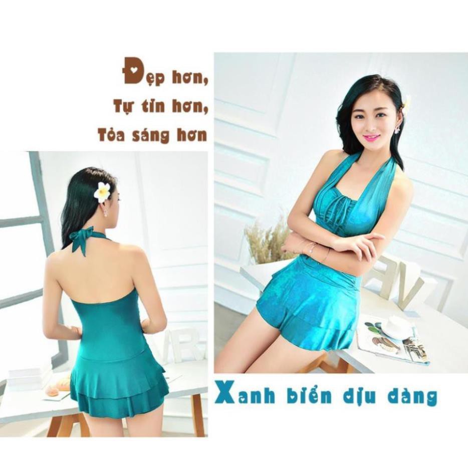 Áo tắm nữ áo bơi nữ liền váy chun ngực nhún thân giấu bụng lộ vai gợi cảm MH1591 Sexy sexy  ཾ ' ་ | BigBuy360 - bigbuy360.vn