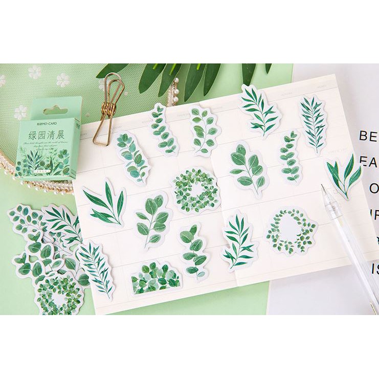 Bộ 45 Sticker Hàn Quốc hình Cây Cỏ dán trang trí E18
