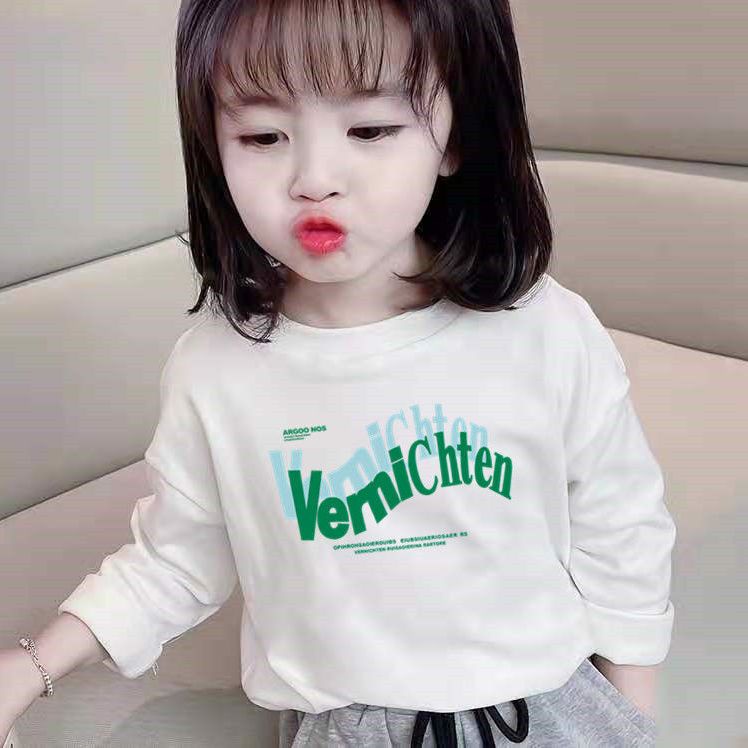 Mới Áo Thun Cotton Tay Dài Màu Trắng Trơn Thời Trang 2022 Cho Bé Gái