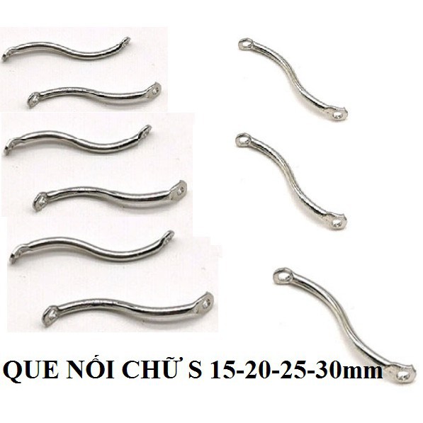 10 Que nối CONG chữ S làm hoa tai đủ size 15-30mm