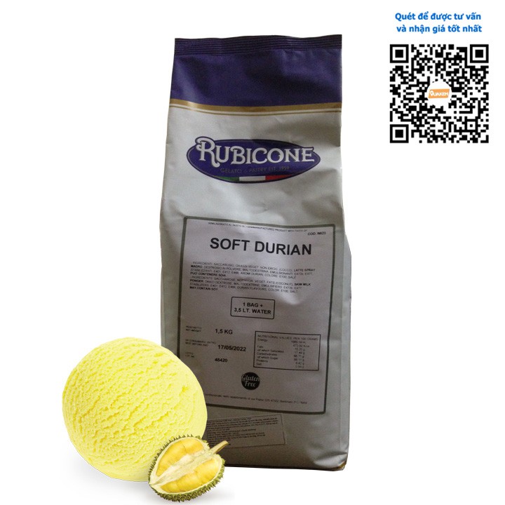 Bột làm kem tươi, gelato vị Sầu Riêng Rubicone Soft Durian thumbnail