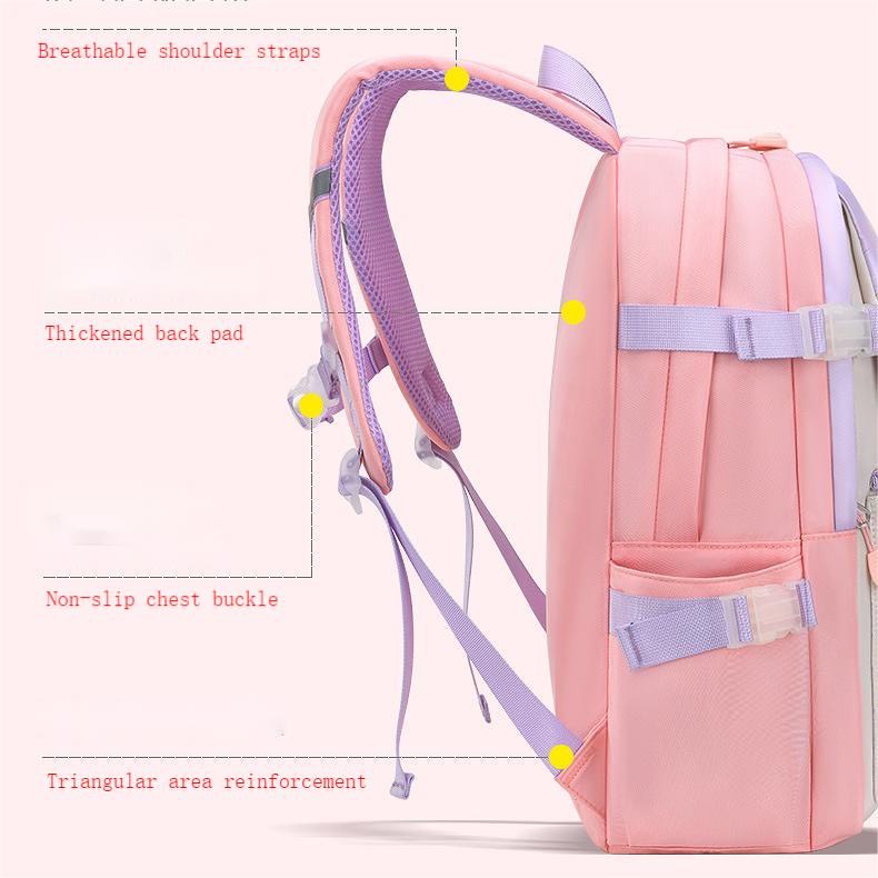 Balo Tiểu Học Bé Gái Hàng Cao Cấp_Ba Lô Đi Học Siêu Nhẹ Chống Thấm Nước Cho Bé Lớp 1-6