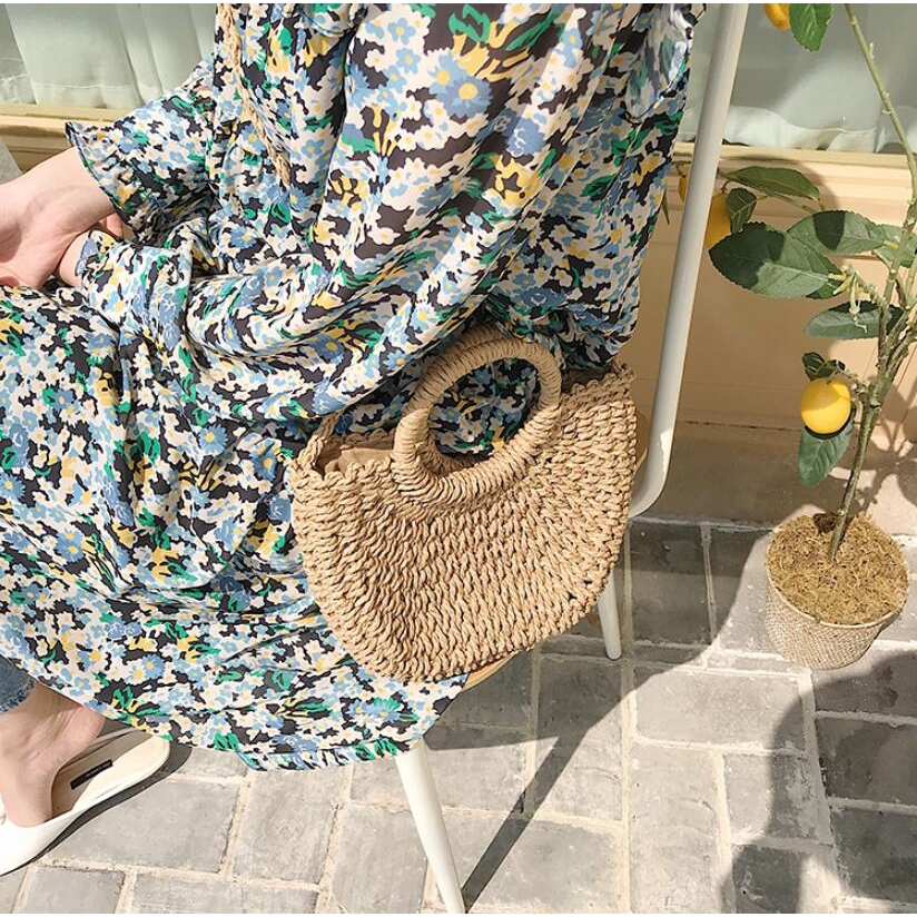 Labonia-Túi cói bán nguyệt thời trang đi biển phong cách vintage | BigBuy360 - bigbuy360.vn