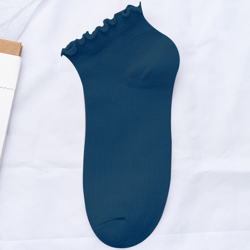 Vớ cotton đến mắt cá màu trơn phối bèo đáng yêu phong cách thời trang xuân hè cho nữ | BigBuy360 - bigbuy360.vn