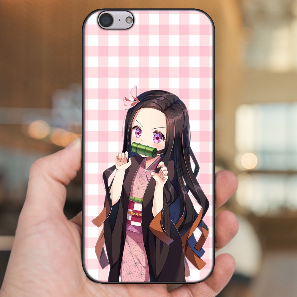 Ốp lưng Oppo A39, F3 Lite viền đen in hình Nezuko Kimetsu no Yaiba