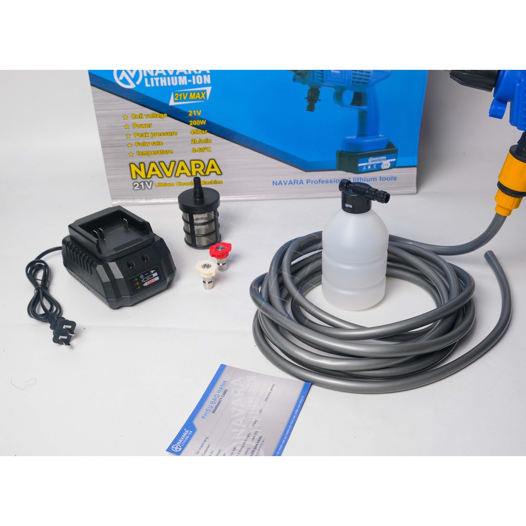 Máy rửa xe pin Navara 21v, súng rửa xe áp lực cao, xịt rửa xe gia đình