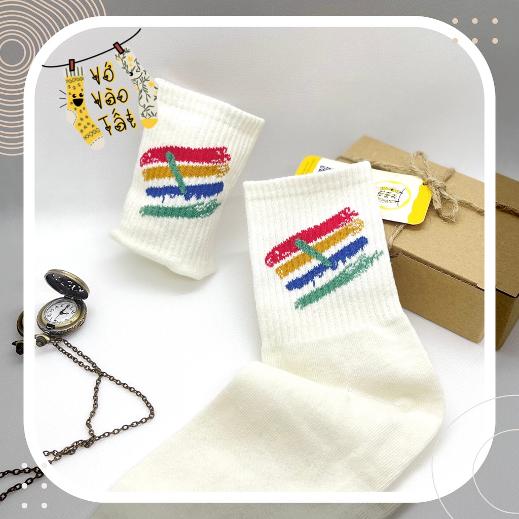 TẤT VỚ CỔ CAO TRUNG HỌA TIẾT VỆT MÀU SƠN ĐỘC ĐÁO