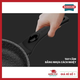CHẢO BẾP GA, CHẢO CHỐNG DÍNH SIÊU BỀN ĐÁ SUNHOUSE, KHÔNG DÙNG CHO BẾP TỪ
