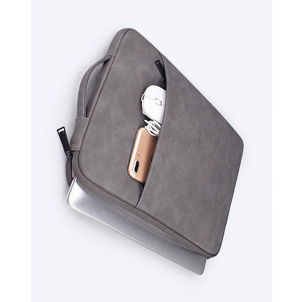 Túi chống sốc Laptop Macbook cao cấp size 13; 14 inch Hàng Chính Hãng QX2020 chất liệu da lộn