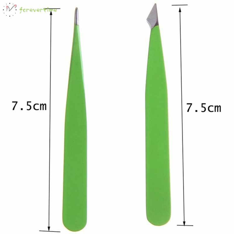 #Trang điểm# 2Pcs New Proffesional Sanitary Stainless Steel Slant Tip Hair Removal Eyebrow Tweezer