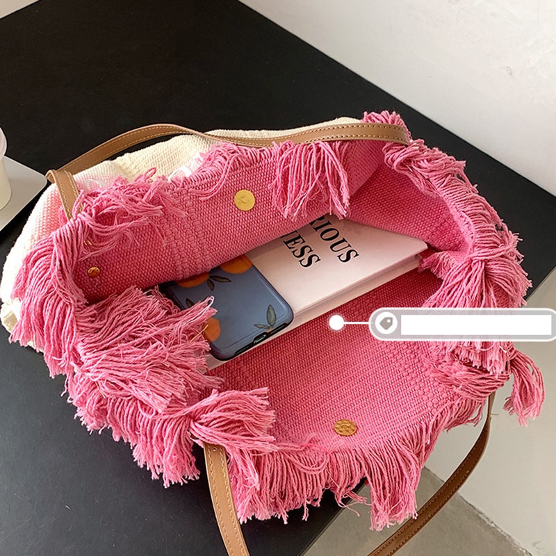 Túi Đeo Vai Bằng Vải Dệt Nhiều Màu Sức Chứa Lớn Cho Nữ