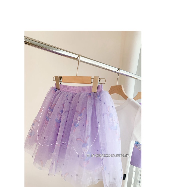 Set Đồ Mùa Hè 2 Món Gồm Áo Thun Cotton In Hình StellaLou Hoạt Hình + Chân Váy Lưới Cho Bé Gái Thời Trang 20