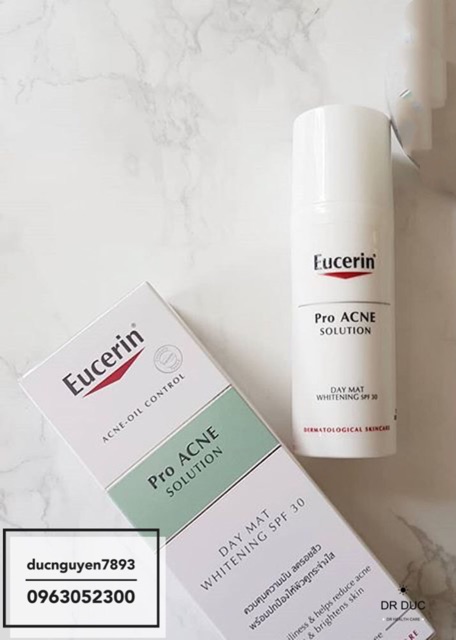 Kem Dưỡng Làm Sáng Da Chống Nắng Eucerin Pro Acne Day Mat Whitening SPF 30 Dành Cho Da Nhờn Mụn