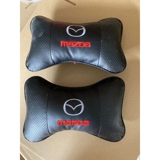 Gối tựa đầu cổ xe ô tô bằng da thoáng khí Thêu Logo Hãng Toyota Honda Ford Mitsubishi Mazda Kia chống đau mỏi gáy