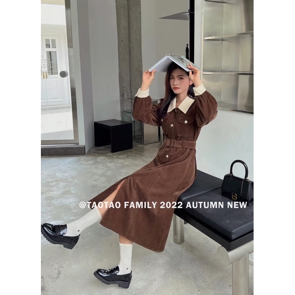 VÁY NHUNG TĂM CỔ PHA KÈM ĐAI