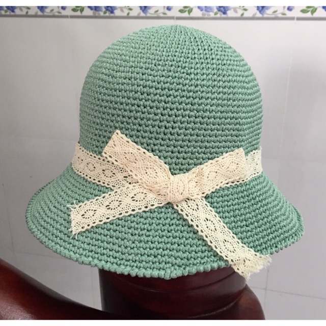 Nón handmade cho bé gái móc từ sợi dệt (hàng có sẵn)