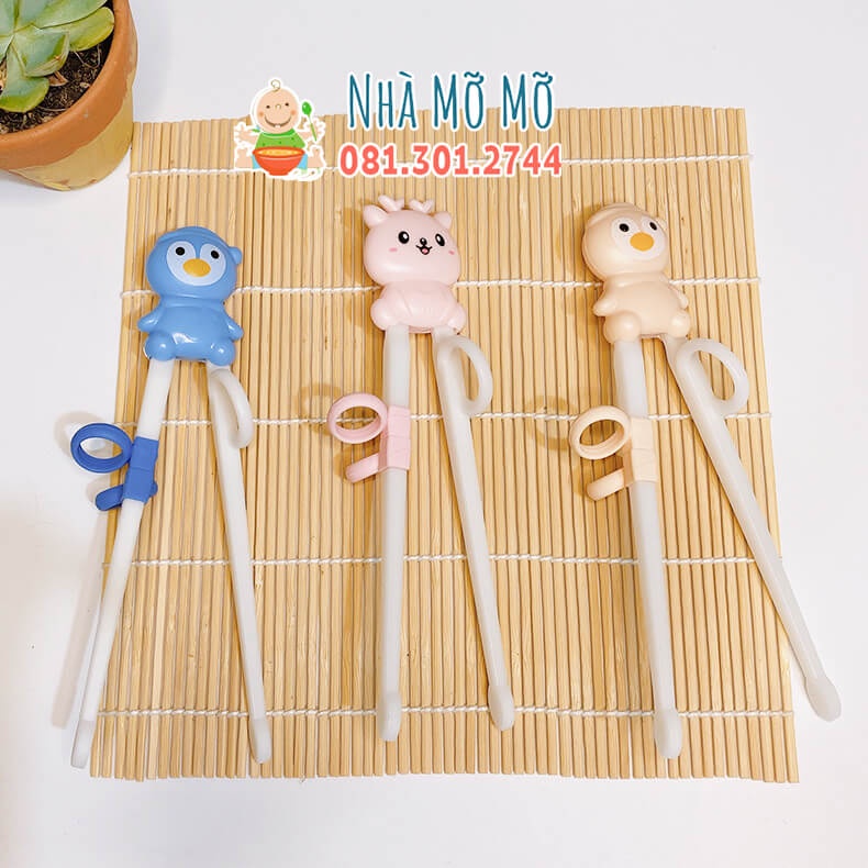 Đũa tập gắp xỏ ngón cho bé tập ăn dặm hình mèo gấu đáng yêu - Nhà Mỡ