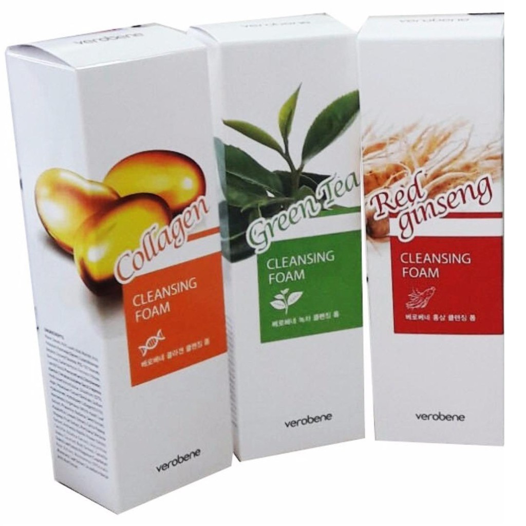 Sữa rửa mặt lô hội trắng da, xóa xạm Verobene Aloe Cleansing Foam Hàn quốc 180ml/Hộp