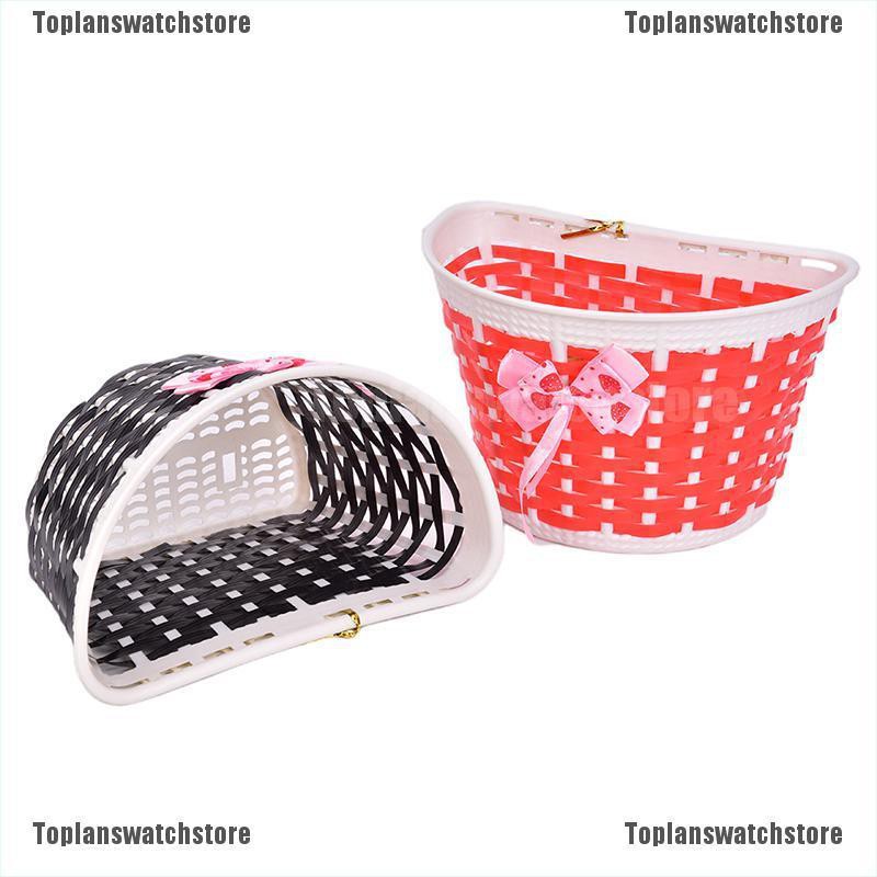 1 Giỏ Xe Đạp Nhựa Đính Nơ Trước Handmade Cho Bé