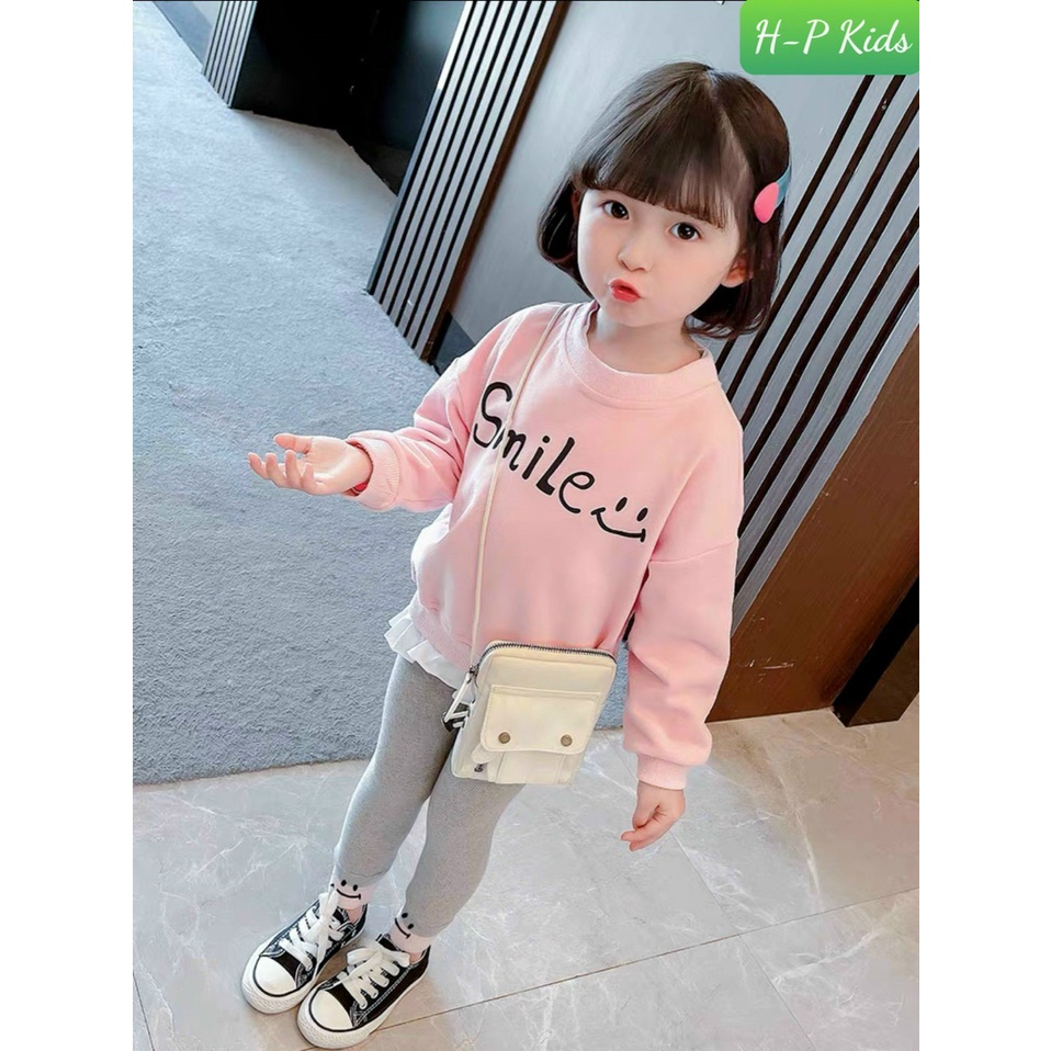 Bộ thu đông gấu Smile chất nỉ cho bé trai/bé gái form 6-19kg QATE408