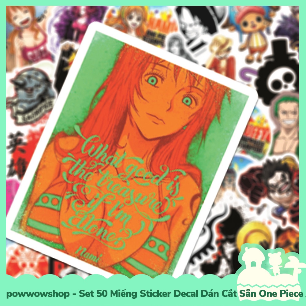 [Sẵn VN - Hỏa Tốc] Set 50 Miếng Sticker Decal Cắt Sẵn DIY Dán Trang Trí Vật Dụng Mẫu One Piece Anime Manga Fired
