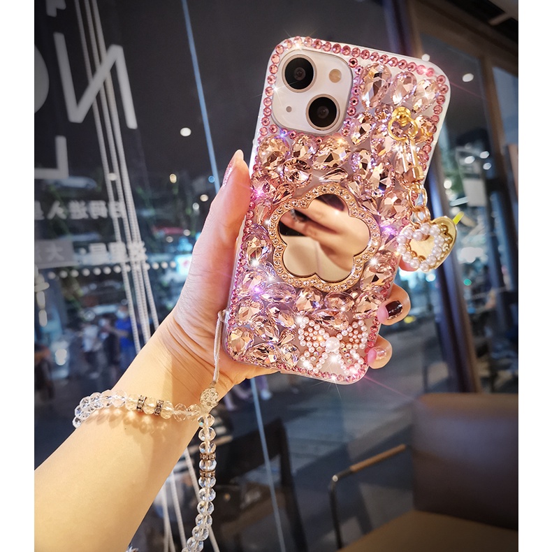 Ốp Điện Thoại Đính Đá Lấp Lánh Có Dây Đeo Cho Xiaomi Redmi Note 11 Pro 11s 10 10s 9s 9 8 4G 9A 9C 9T POCO X3