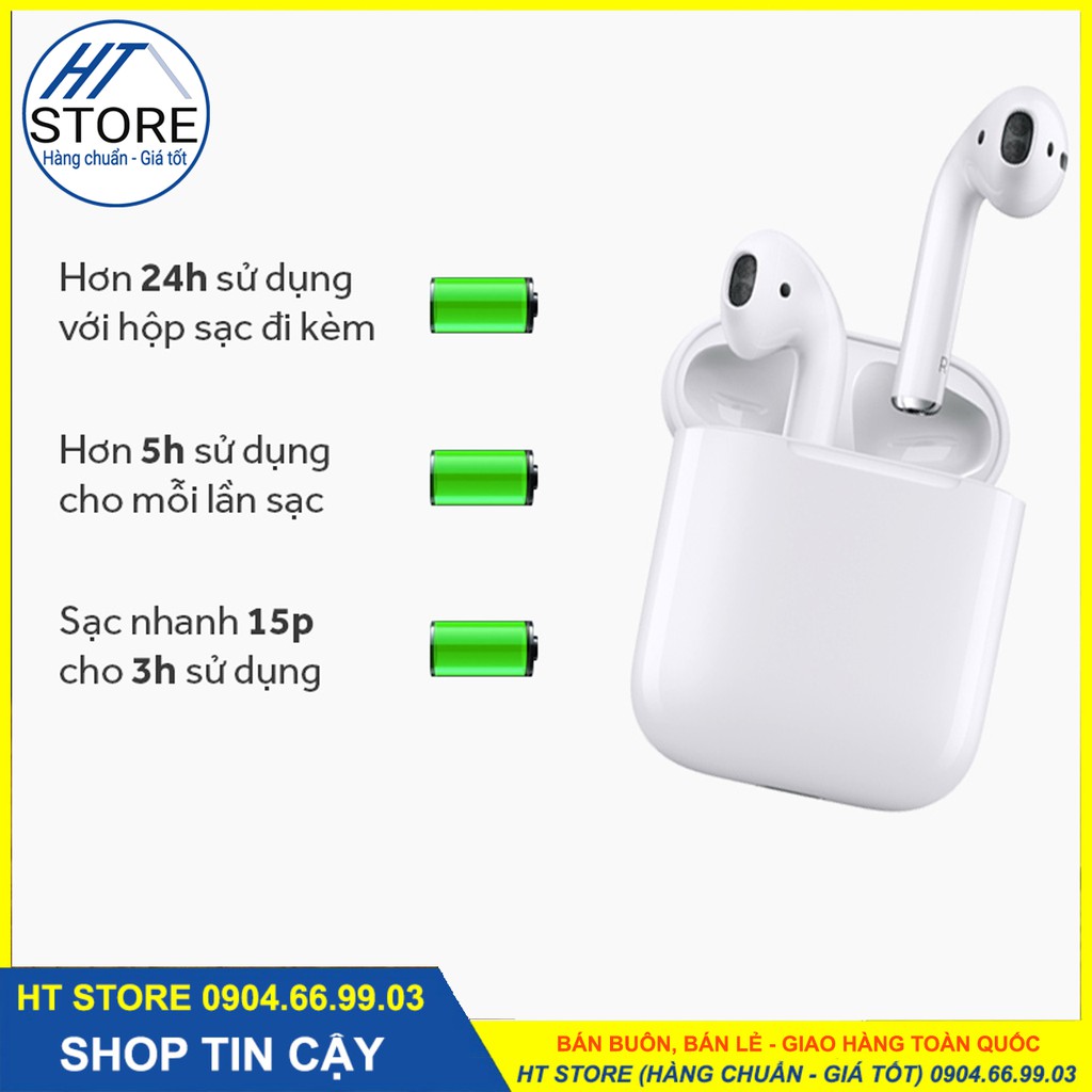 [AIRPODS 2] - Tai nghe Bluetooth bản cao cấp, đổi tên, cảm biến chạm, Dùng cả iOS - Android [BH 06THÁNG]