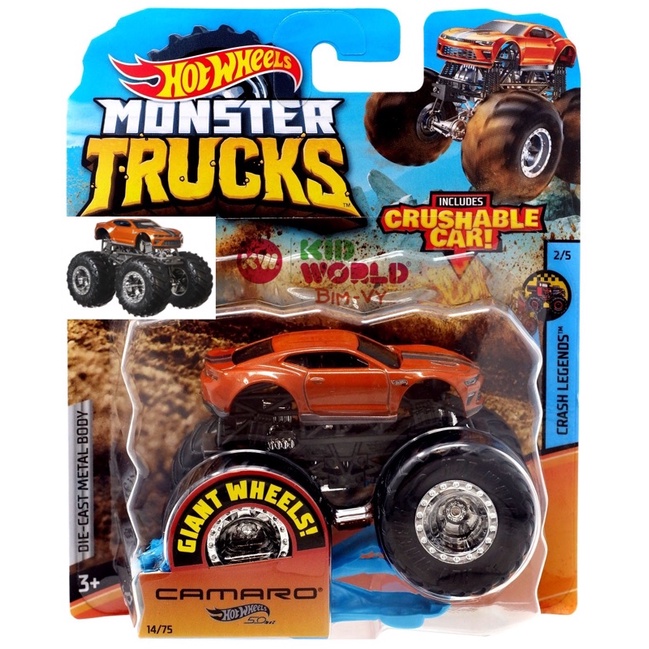 Xe mô hình Hot Wheels Monster Trucks Crushable Car '18 Chevy Camaro SS GJD78.