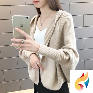 Áo Khoác Cardigan Có Nón Tay Cánh Dơi Ngắn Dáng Rộng Phong Cách Hàn Quốc Thời Trang Mùa Xuân 202