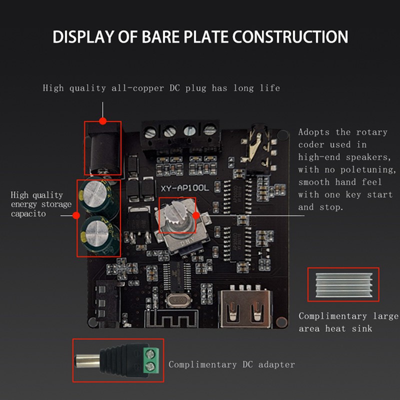 Bảng Mạch Khuếch Đại Âm Thanh Xy-Ap100L 100wx2 Bluetooth 5.0 Dc 12v 24v | BigBuy360 - bigbuy360.vn