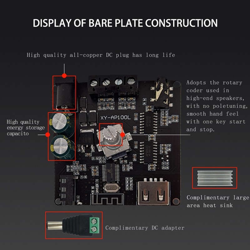 Bảng Mạch Khuếch Đại Âm Thanh Xy-Ap100L 100wx2 Bluetooth 5.0 Dc 12v 24v (N5V)