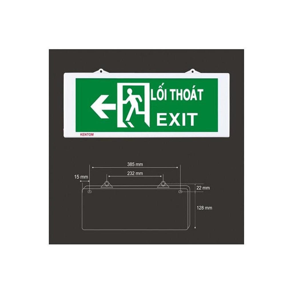 Đèn lối thoát Exit 2 mặt Kentom KT120 pin sạc