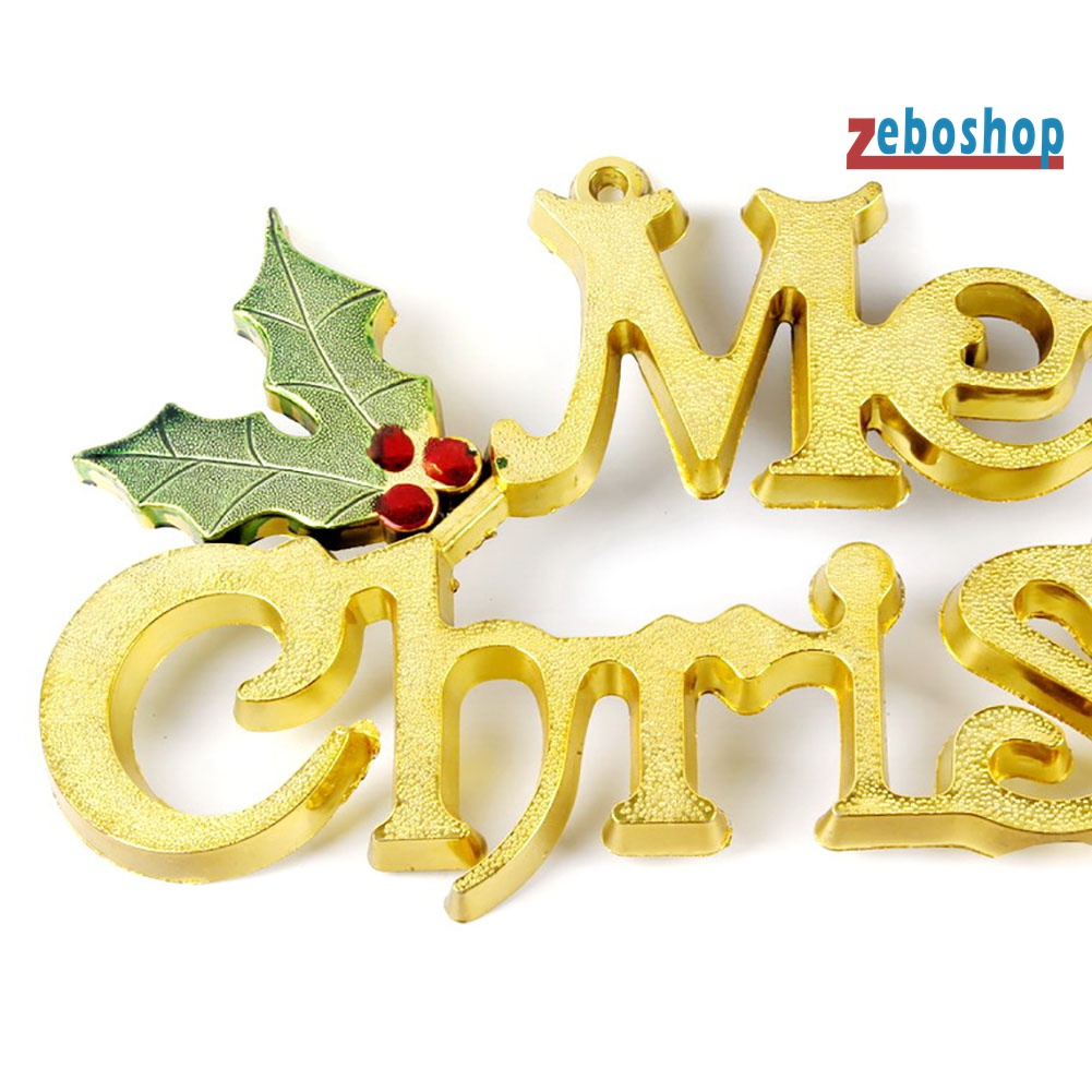 Set 2 Nhãn Treo Cửa Họa Tiết Chữ Merry Christmas Lấp Lánh Trang Trí Tiệc Giáng Sinh