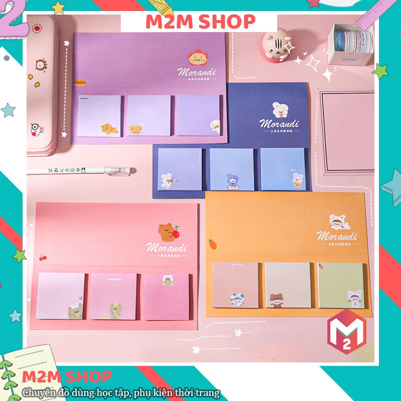 Set giấy nhớ ghi chú sắc màu nhiều hình dễ thương có thể gập được